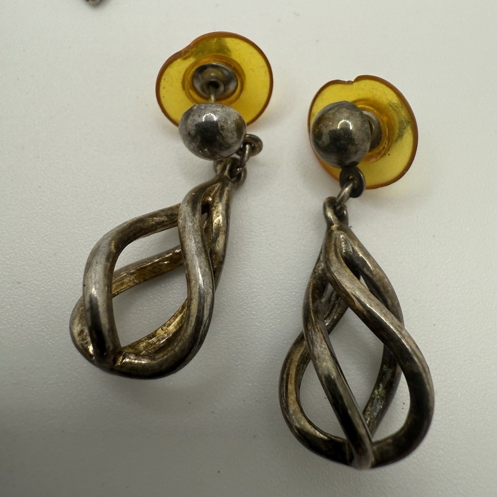 Lot Six Pairs of Earrings Pierced Hoop‎ Dangle - Picture 7 of 10
